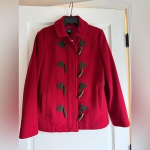 GAP Women's Red Toggle Wool Zip-up Coat Jacket - Small